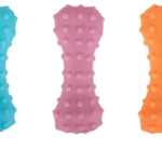 World Of Pets Squeaky Vinyl Dotted Bone Dog Toy 15cm  Colours May Vary