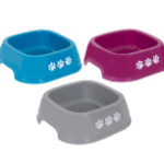 World Of Pets Square Plastic Pawprint Pet Bowl 750ml 3 Colours May Vary